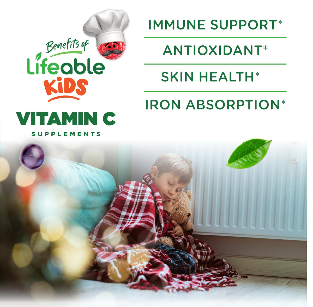 Gummies Lifeable à la vitamine C, vue de face du flacon