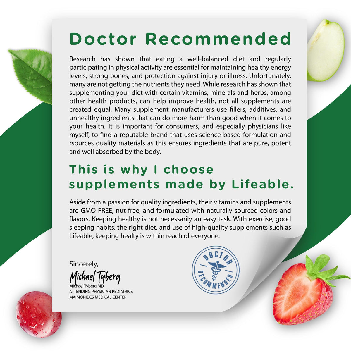 Gummies Lifeable Calcium D3, étiquette avec ingrédients