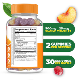 Gummies Lifeable Calcium D3 orange et framboise, côté