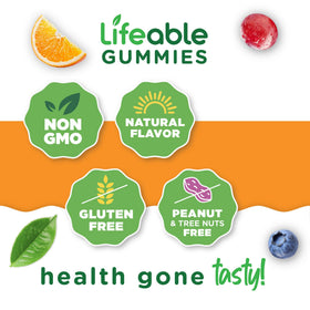 Gummies Lifeable Calcium D3, vue de l'arrière de la bouteille