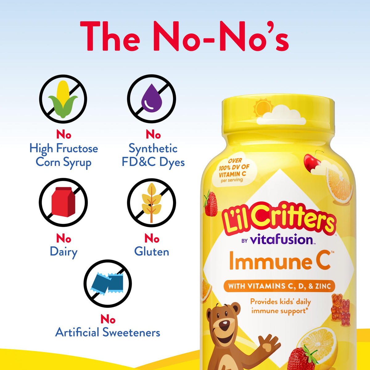 Gummies Lil Critters sur table avec jouets d'enfants