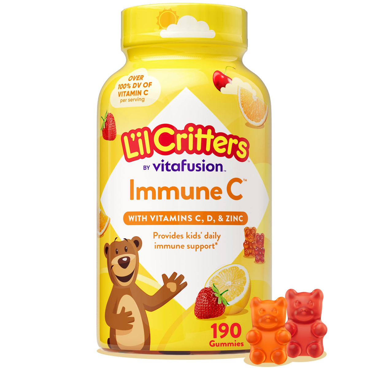 Gummies Lil Critters Vitamine C et Zinc 190 unités vue de face