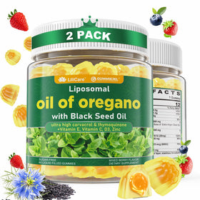 Gummies LILICARE à l'huile d'origan et graines noires, vue de face