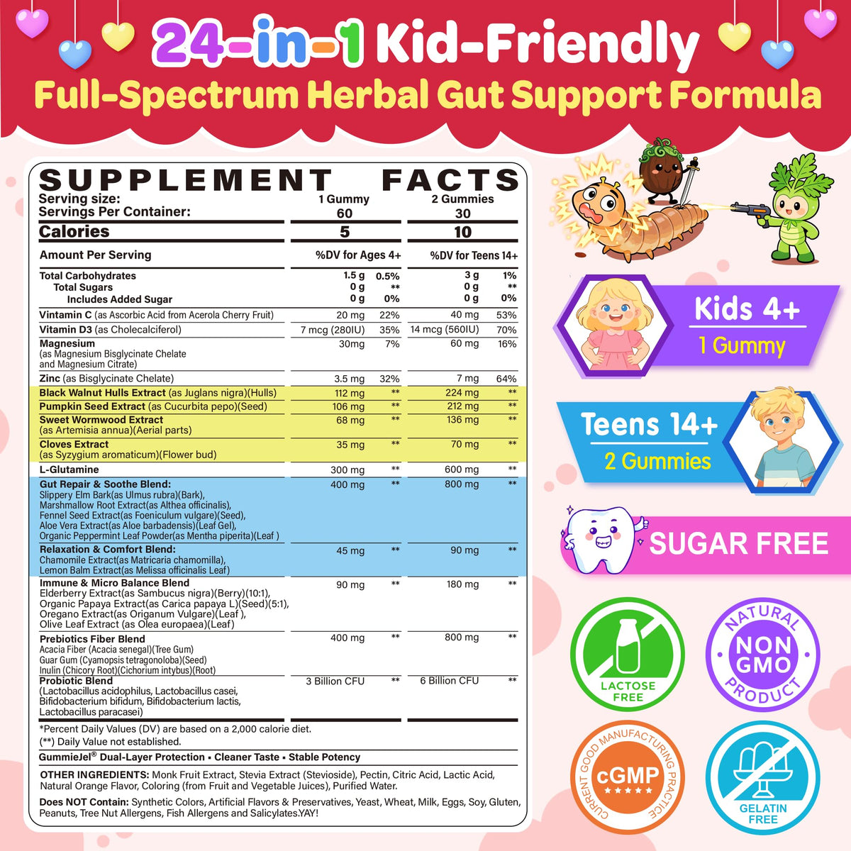 Gummies LILICARE avec un goût naturel d'orange, vue de face