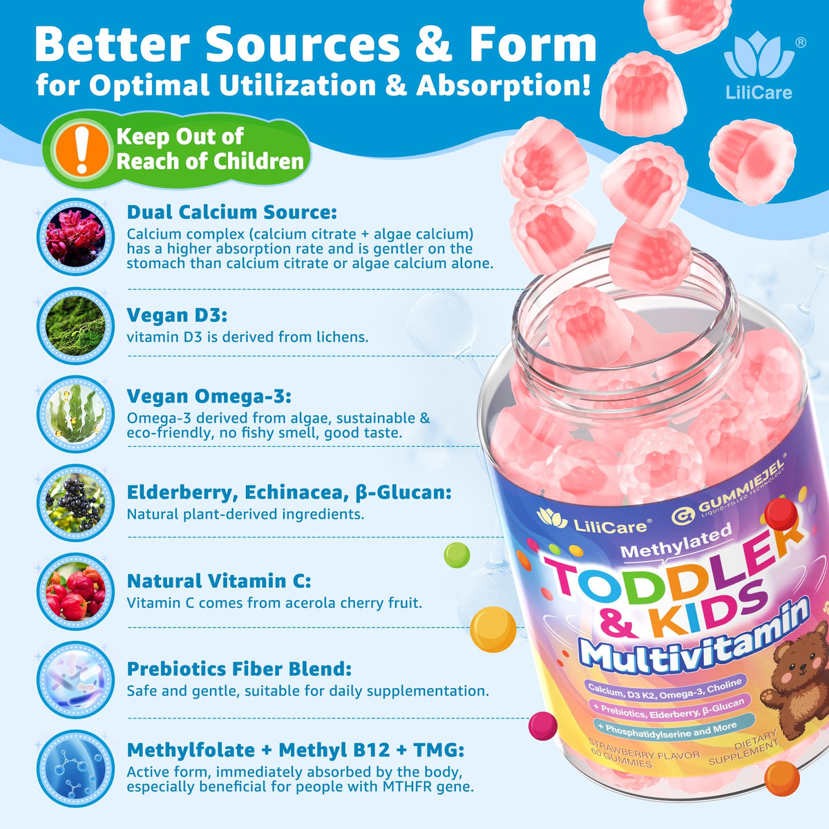 Gummies LILICARE avec une main d'enfant les tenant