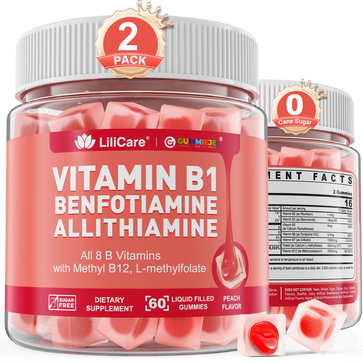 Gummies LILICARE B1 Complex 120 unités, vue de face