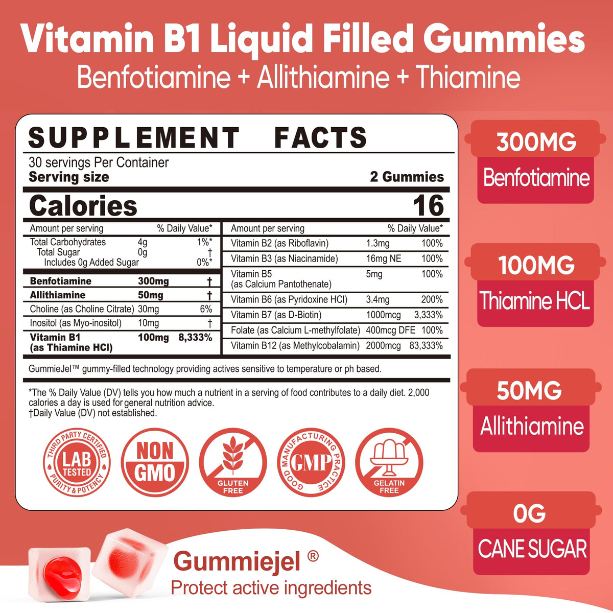 Gummies LILICARE B1 Complex, emballage et dosage