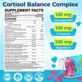Gummies LILICARE Cortisol 15-en-1 arrière de l'emballage