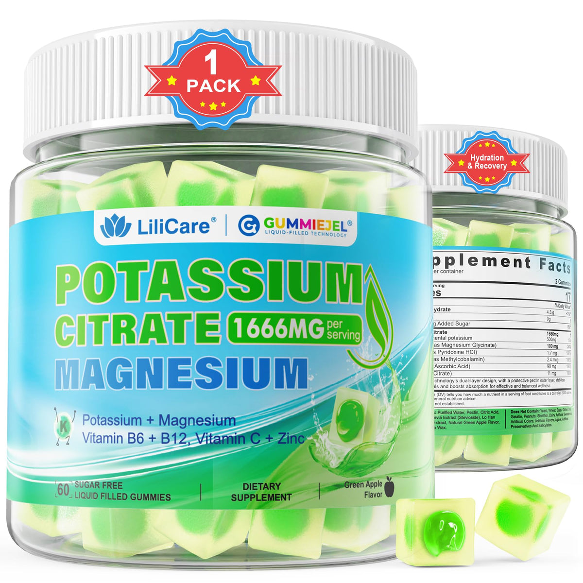Gummies LILICARE de citrate de potassium 1666mg vue avant