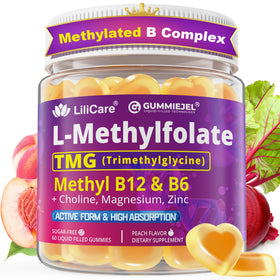 Gummies LILICARE L-Méthylfolate 15mg et B12 1000 mcg en vue de face
