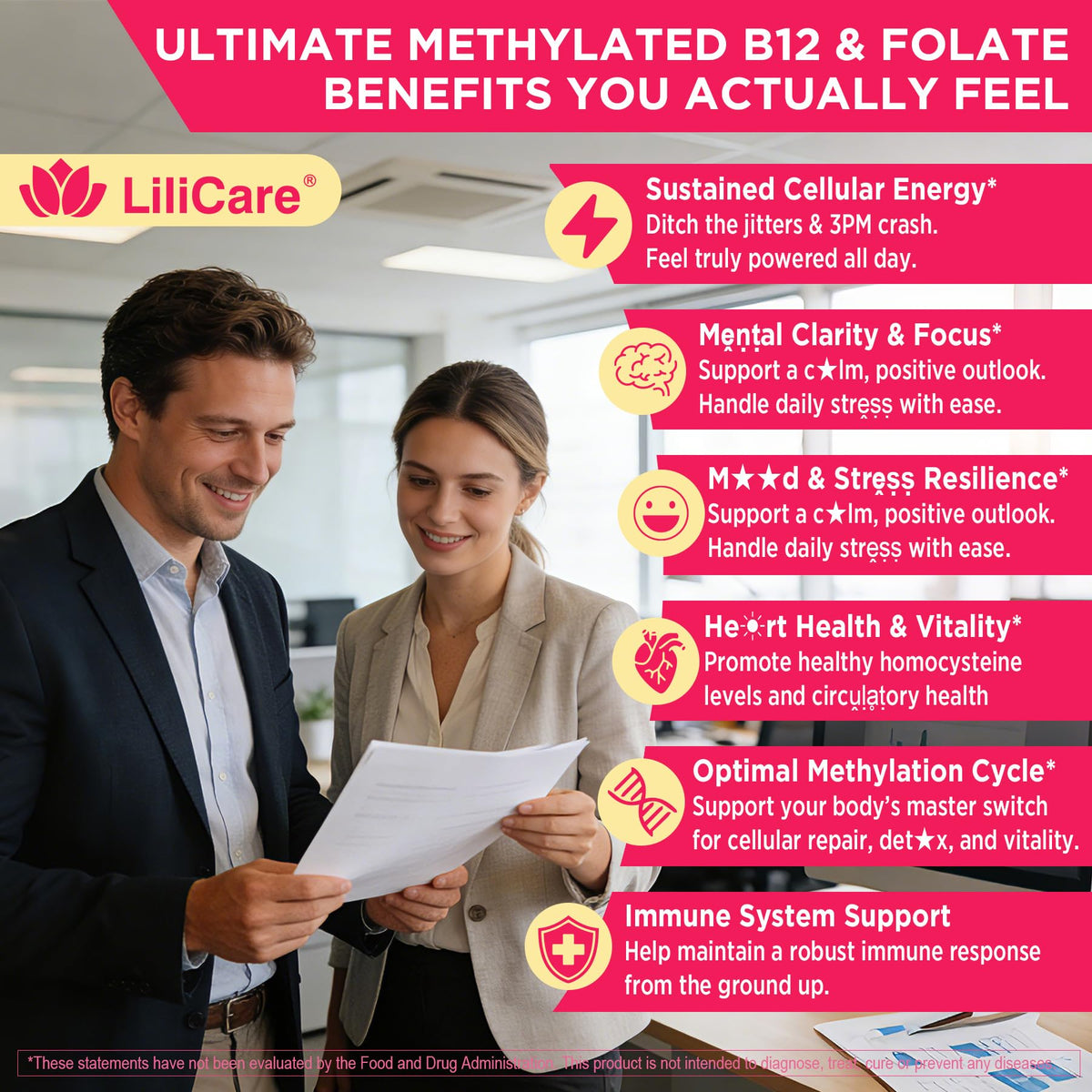 Gummies LILICARE Methyl B12 & Folate avec une main