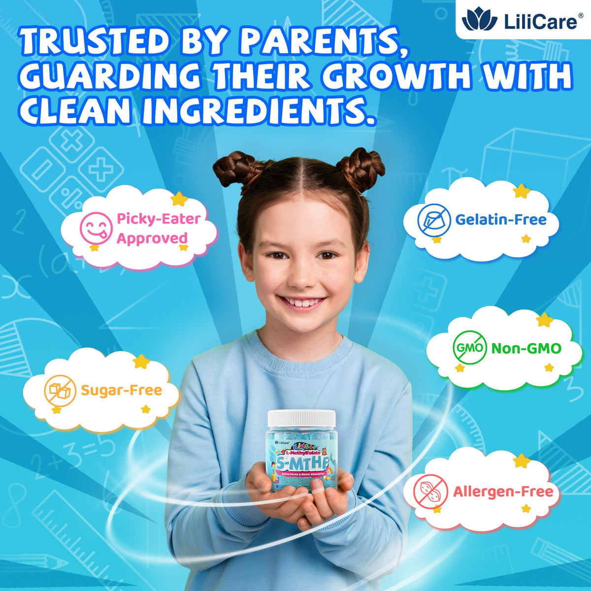 Gummies LILICARE Methylfolate en gros plan sur un fond blanc