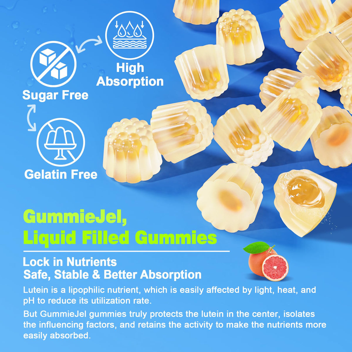 Gummies LILICARE sur une table avec fruits en arrière-plan