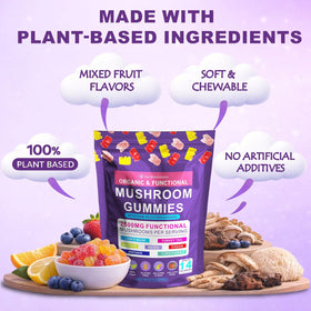 Gummies Lion's Mane AJO MERCHANDISE en gros plan sur une cuillère