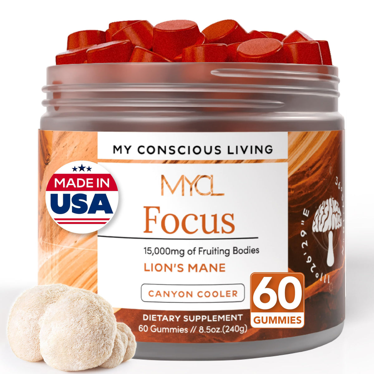 Gummies Lion's Mane MYCL vue de face avec emballage