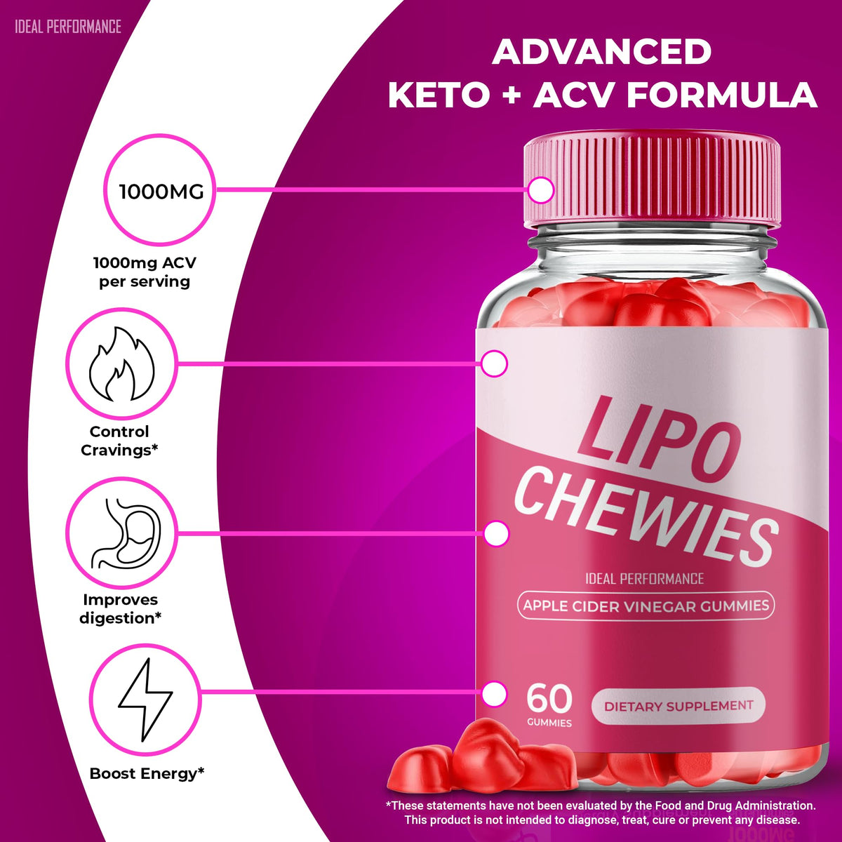 Gummies Lipo Chewies IDEAL PERFORMANCE avec ingrédients naturels