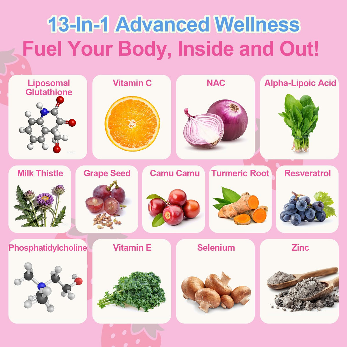 Gummies liposomales de glutathion JOVITHEA, détails des ingrédients