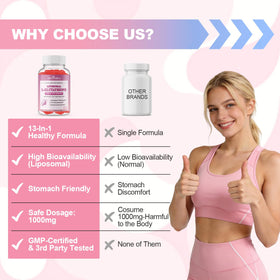 Gummies liposomales de glutathion JOVITHEA sur fond blanc
