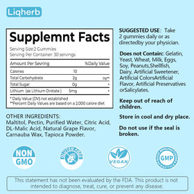 Gummies Liqherb Orotate de Lithium 5mg goût raisin sur fond blanc