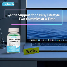 Gummies Liqherb Orotate de Lithium sur une table en bois