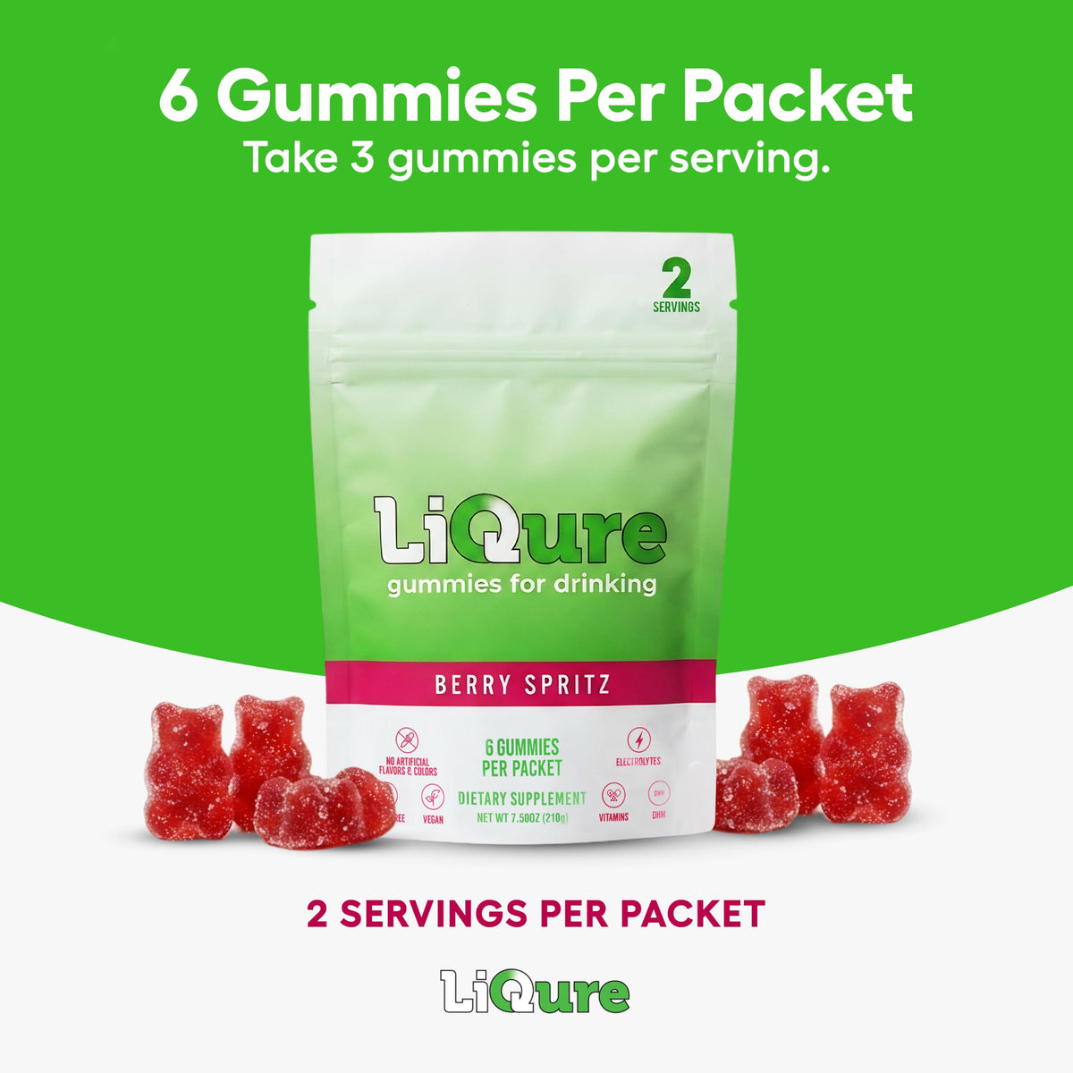 Gummies LiQure, un bonbon sur une main