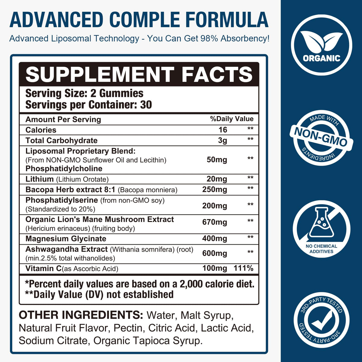 Gummies Lithium Orotate 20MG Darkenlst emballage arrière