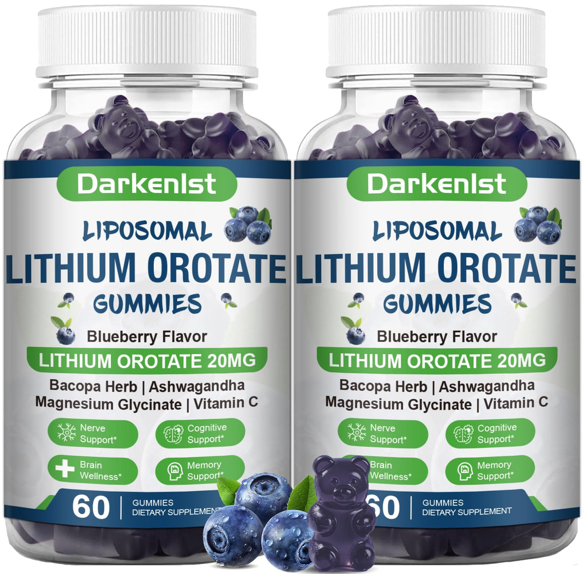 Gummies Lithium Orotate 20MG Darkenlst vue avant avec emballage