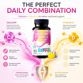 Gummies LIVS Calcium et Vitamine D3 avec étiquette de produit