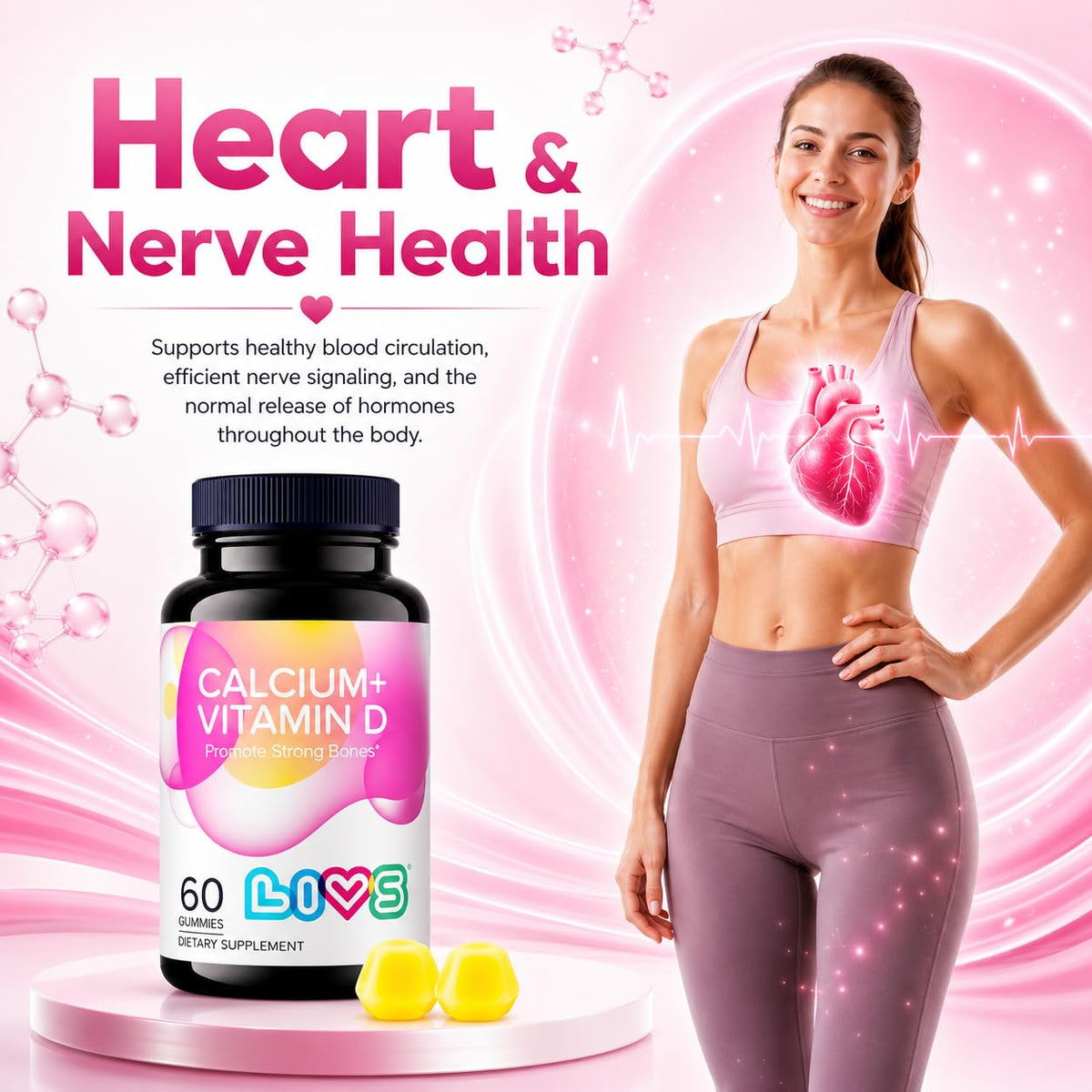 Gummies LIVS Calcium et Vitamine D3 dans une main