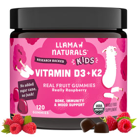 Gummies Llama Naturals Vitamine D3 K2 pour enfants, pot de 120 Ct
