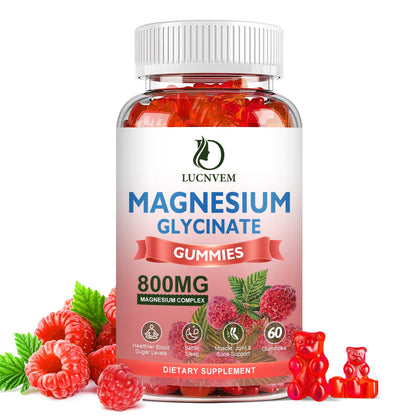 Gummies LUCNVEM de magnésium glycinate 500mg framboise face avant