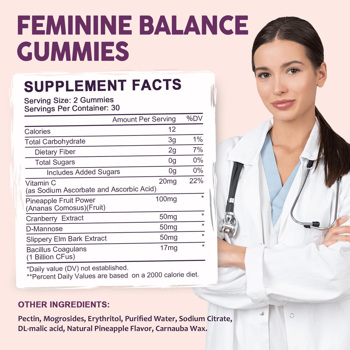 Gummies LUCNVEM Équilibre Féminin avec fond coloré