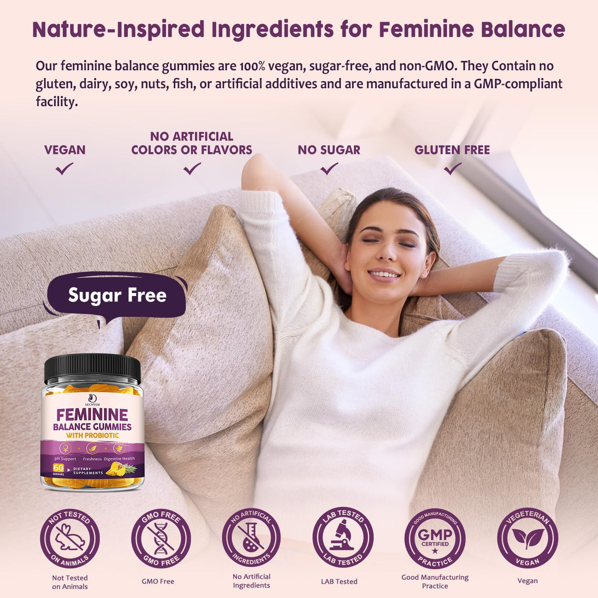 Gummies LUCNVEM Équilibre Féminin avec ingrédients naturels