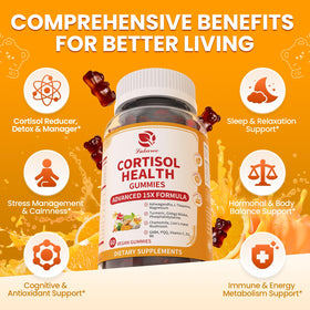 Gummies Lukaree Compléments Alimentaires Cortisol 15 en 1 avec une orange