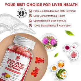 Gummies Lukaree Détox Foie 422g avec des fruits frais à côté
