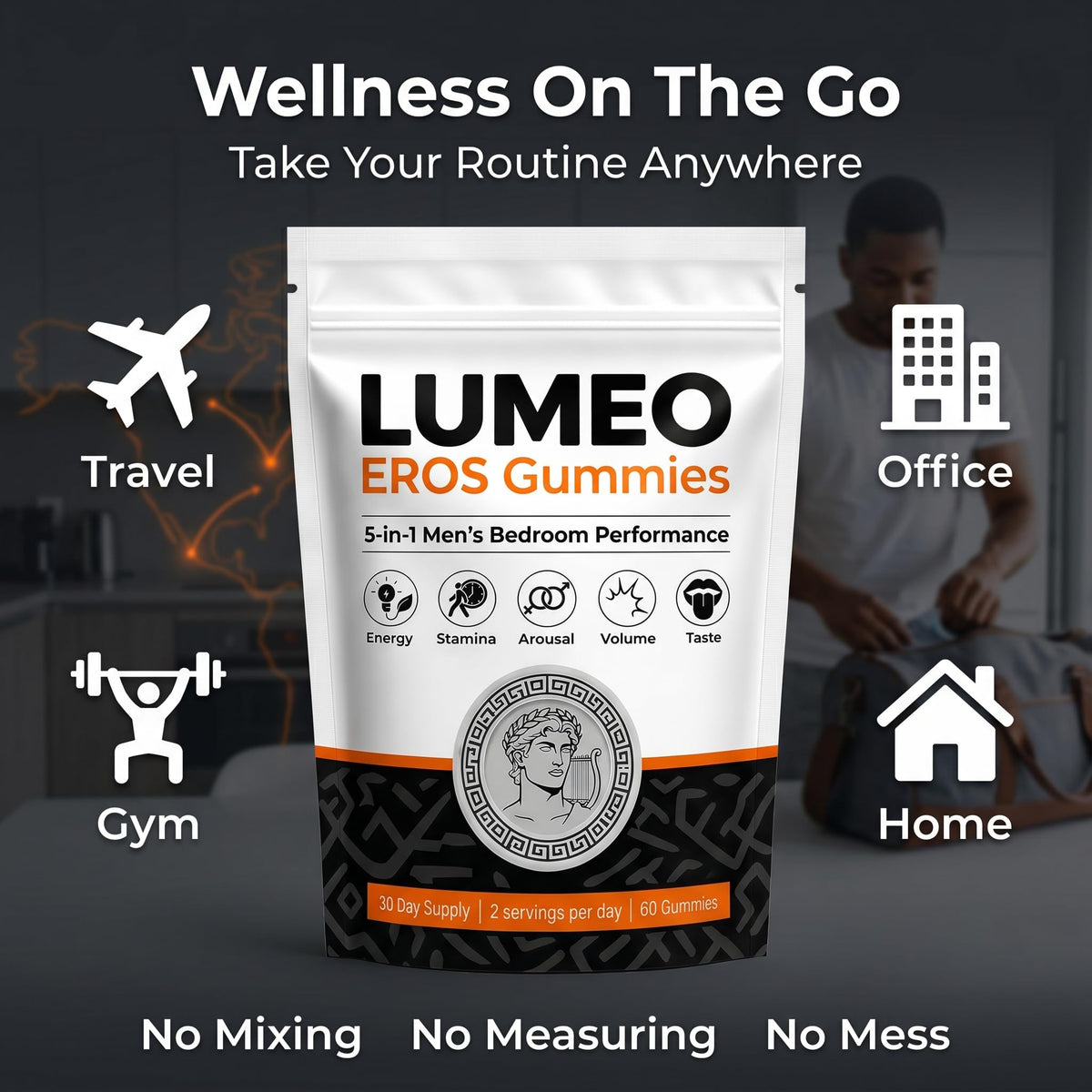 Gummies Lumeo Eros sur un fond neutre, présentation claire