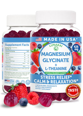 Gummies Lunakai au glycinate de magnésium 60 unités, emballage avant