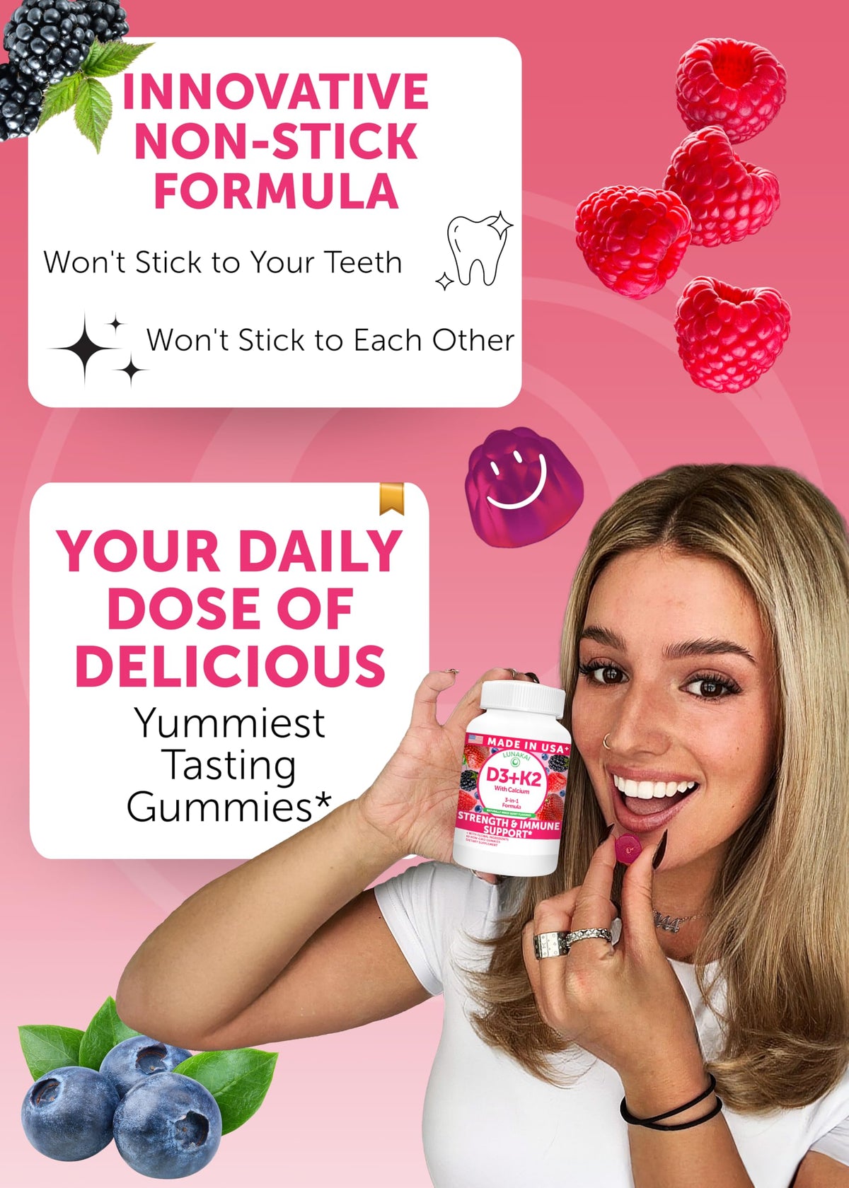 Gummies Lunakai dans un bol, saveur fruits rouges