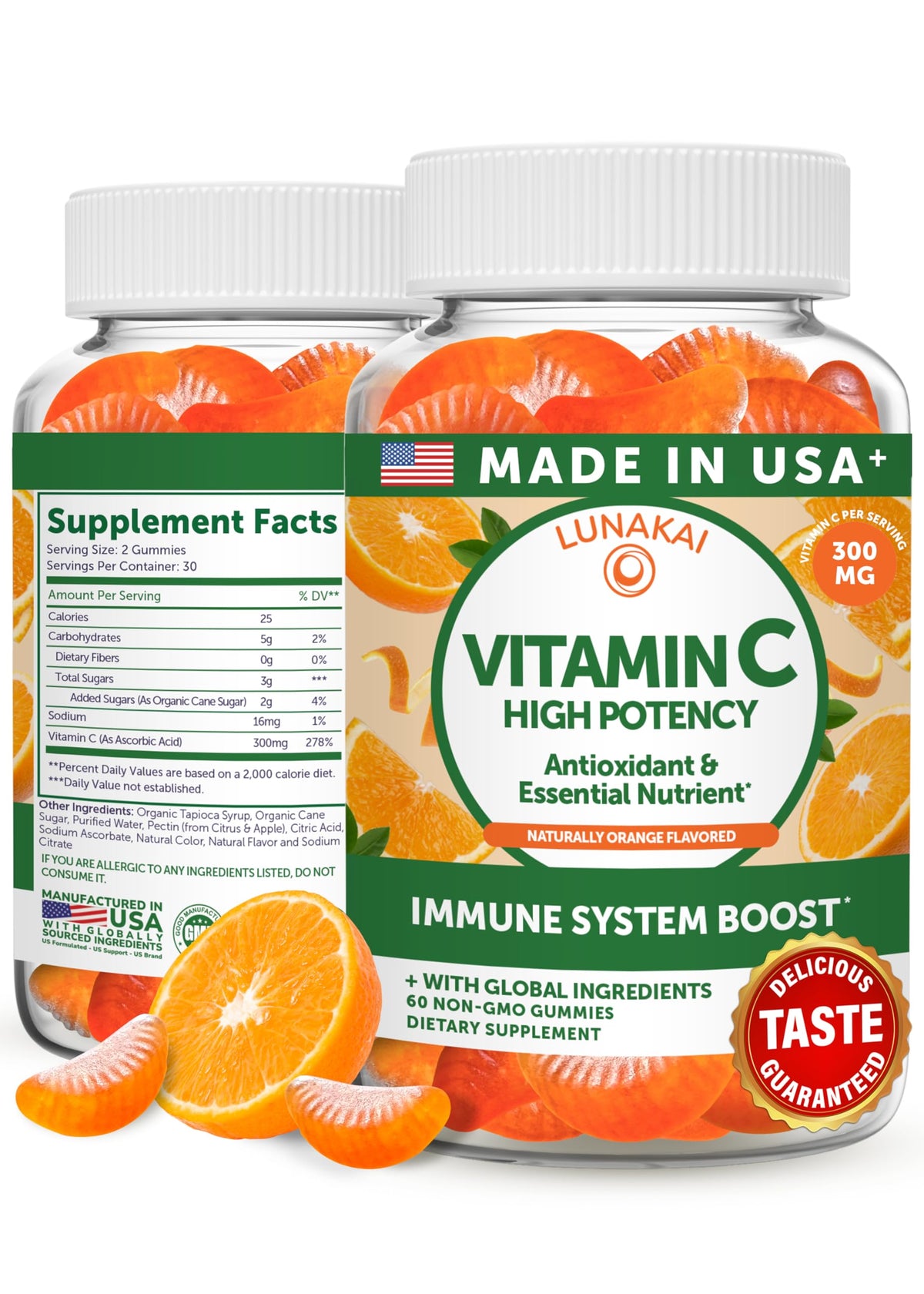 Gummies Lunakai de vitamine C 300mg, 60 unités, vue de face