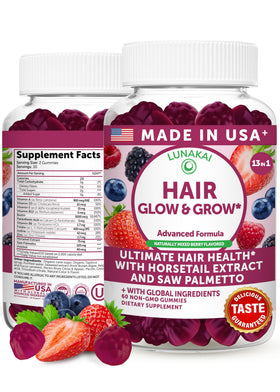 Gummies Lunakai pour cheveux en bouteille, vue de face