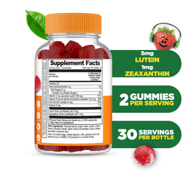 Gummies Lutein Lifeable sur une table, vue rapprochée