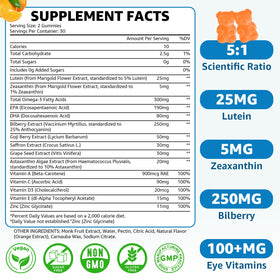 Gummies Luteine 25mg Flyrocer ourson orange en gros plan
