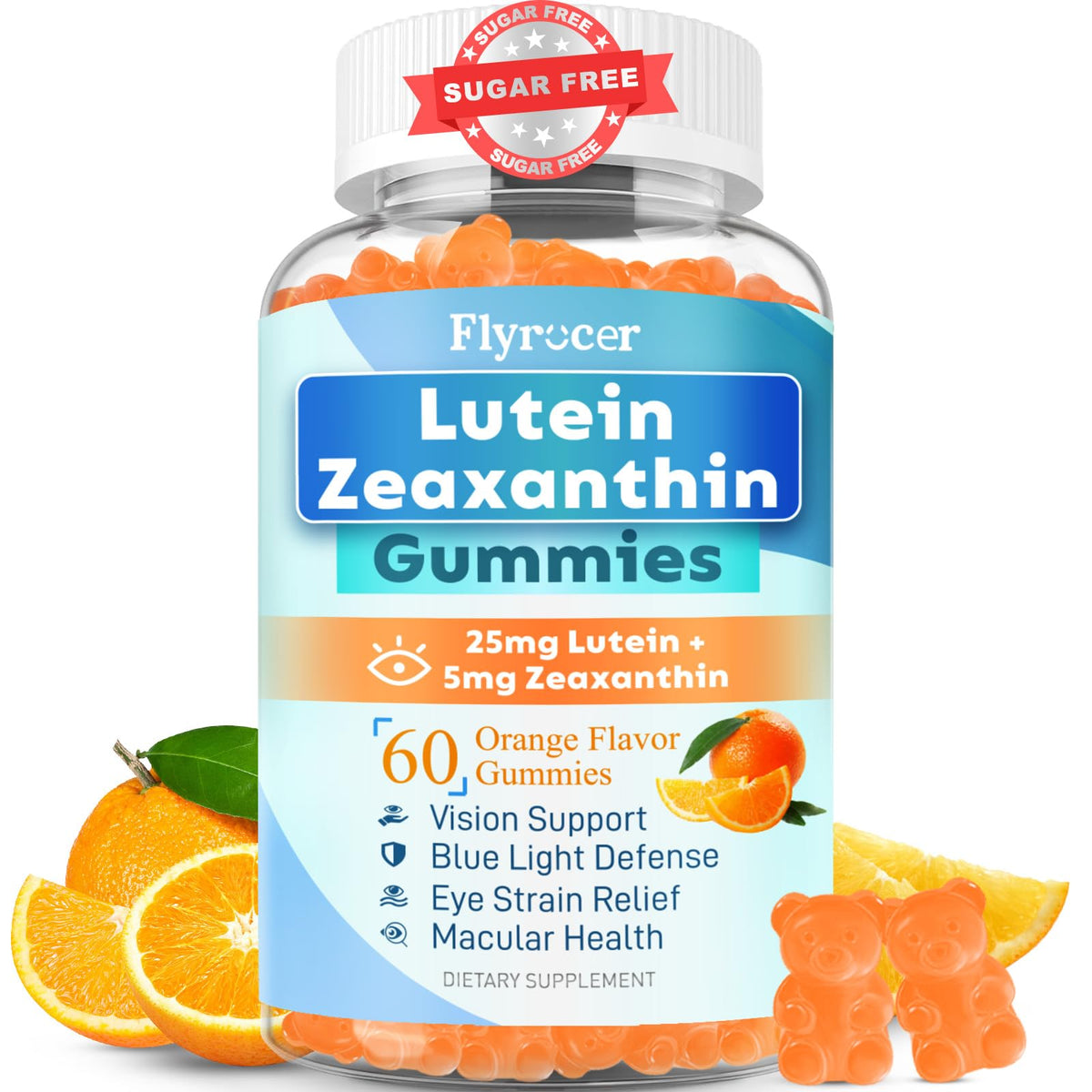 Gummies Luteine 25mg Flyrocer pot de 60 oursons orange