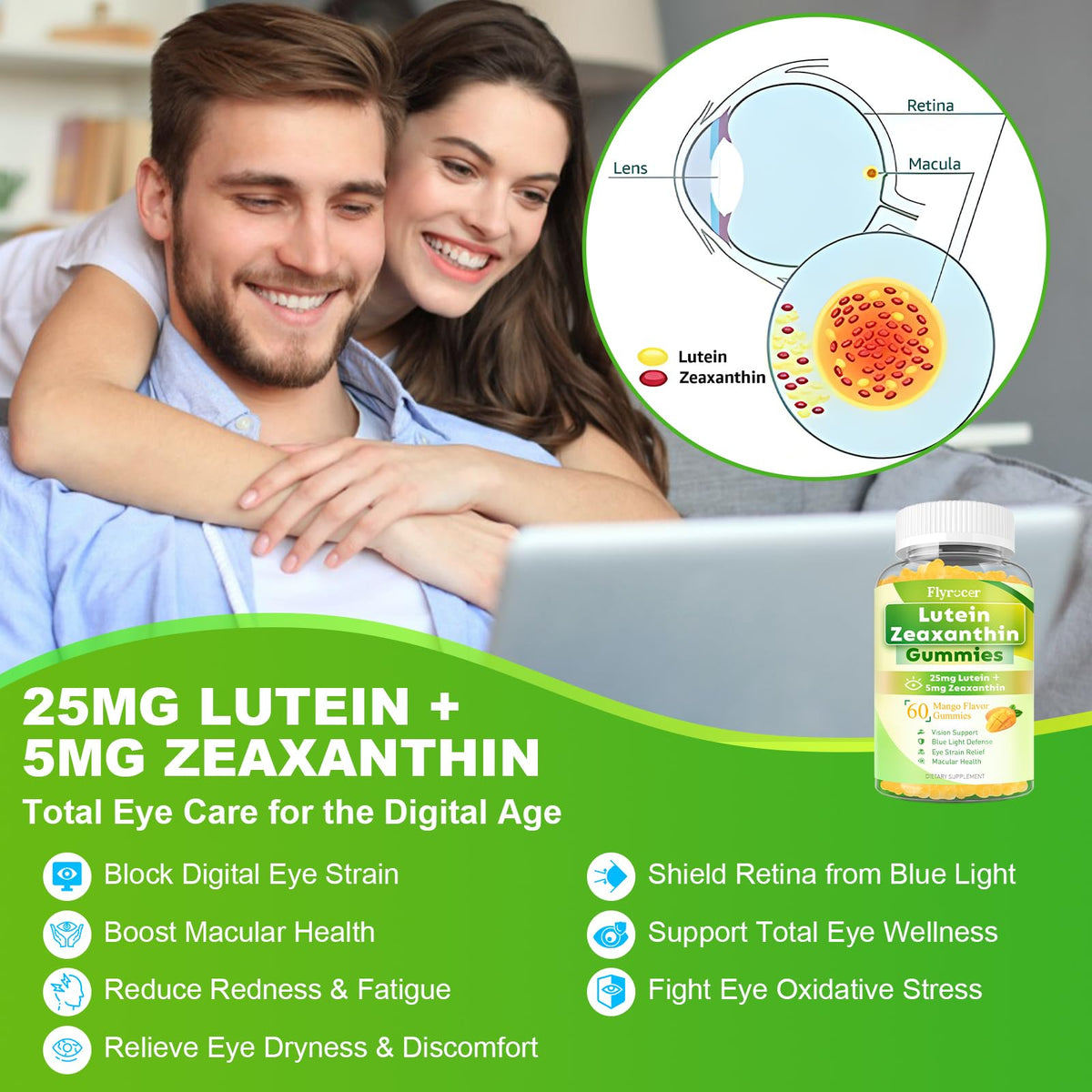 Gummies Luthéine Flyrocer sur une table en bois