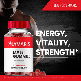 Gummies Lyvaris d'IDEAL PERFORMANCE avec une main tenant un gummy