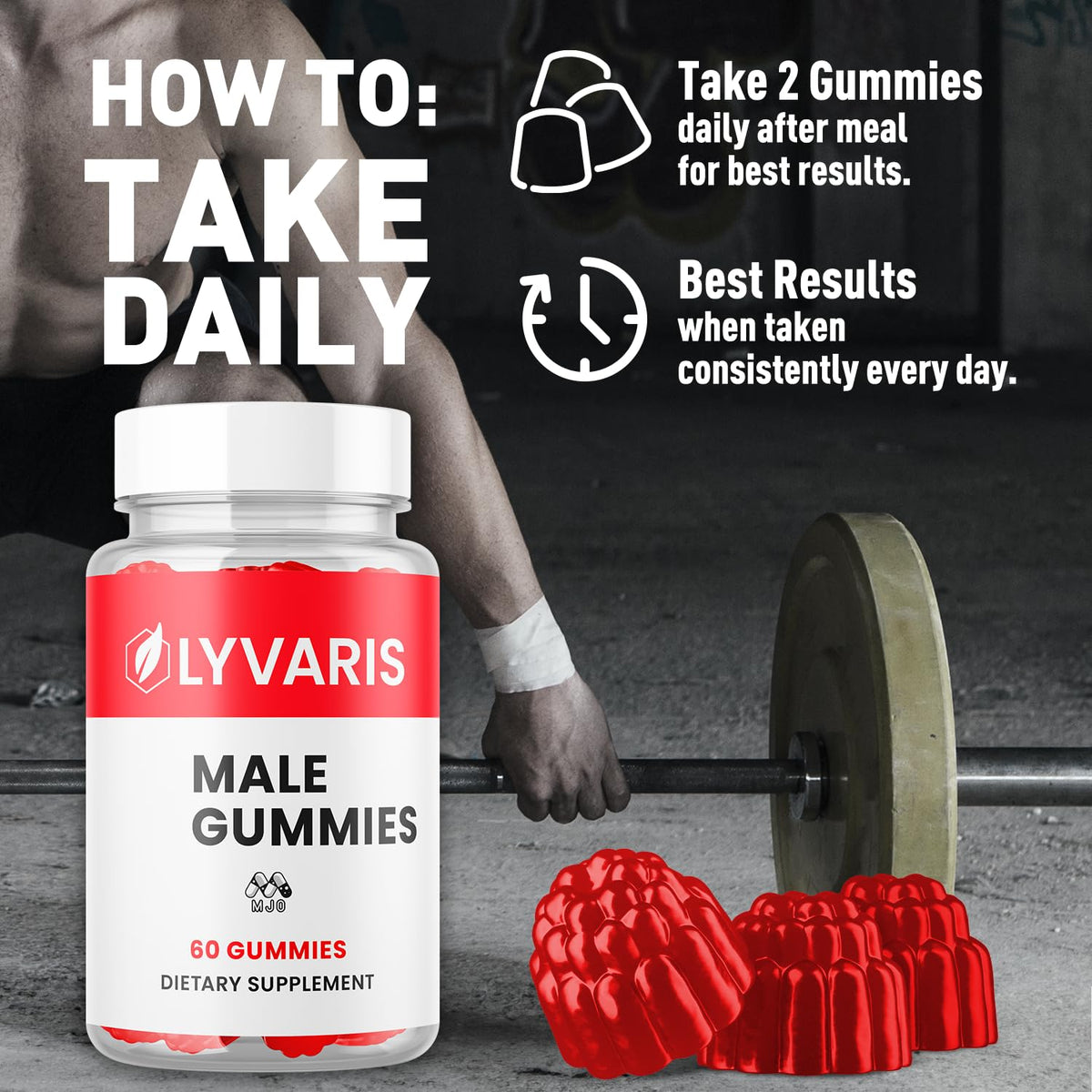Gummies Lyvaris MJO avec une main tenant une gomme