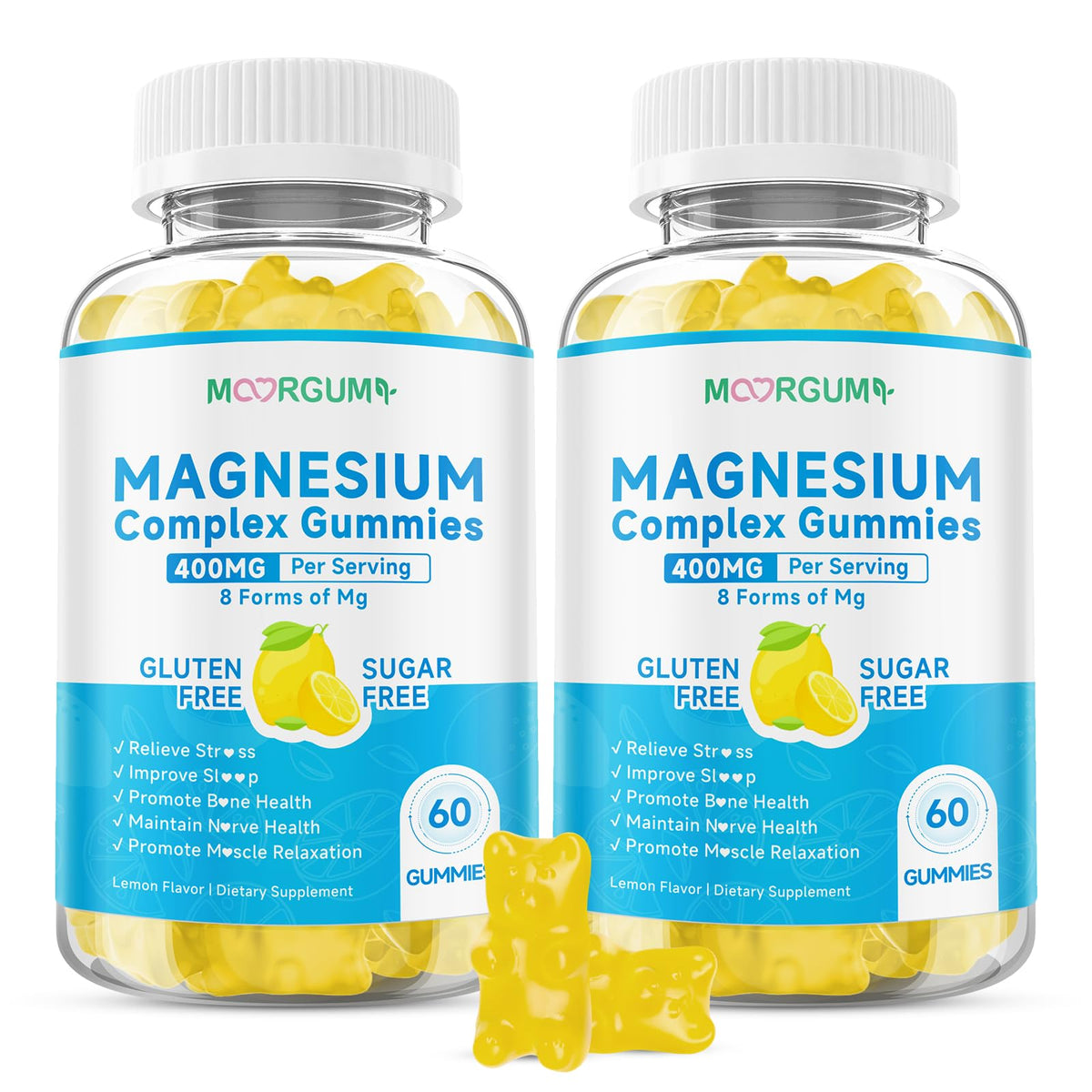 Gummies Magnésium 8-en-1 MOORGUMY vue de face avec emballage