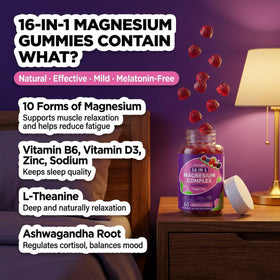 Gummies magnésium Aanuan à côté d'un verre d'eau