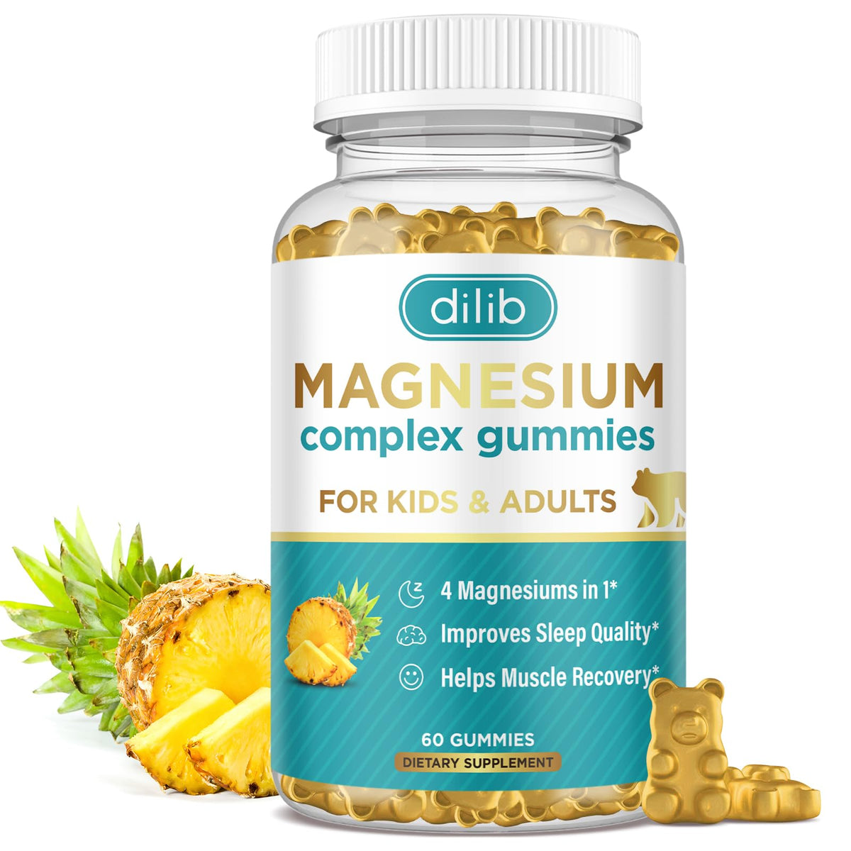 Gummies magnésium dilib 60 unités vue de face avec emballage
