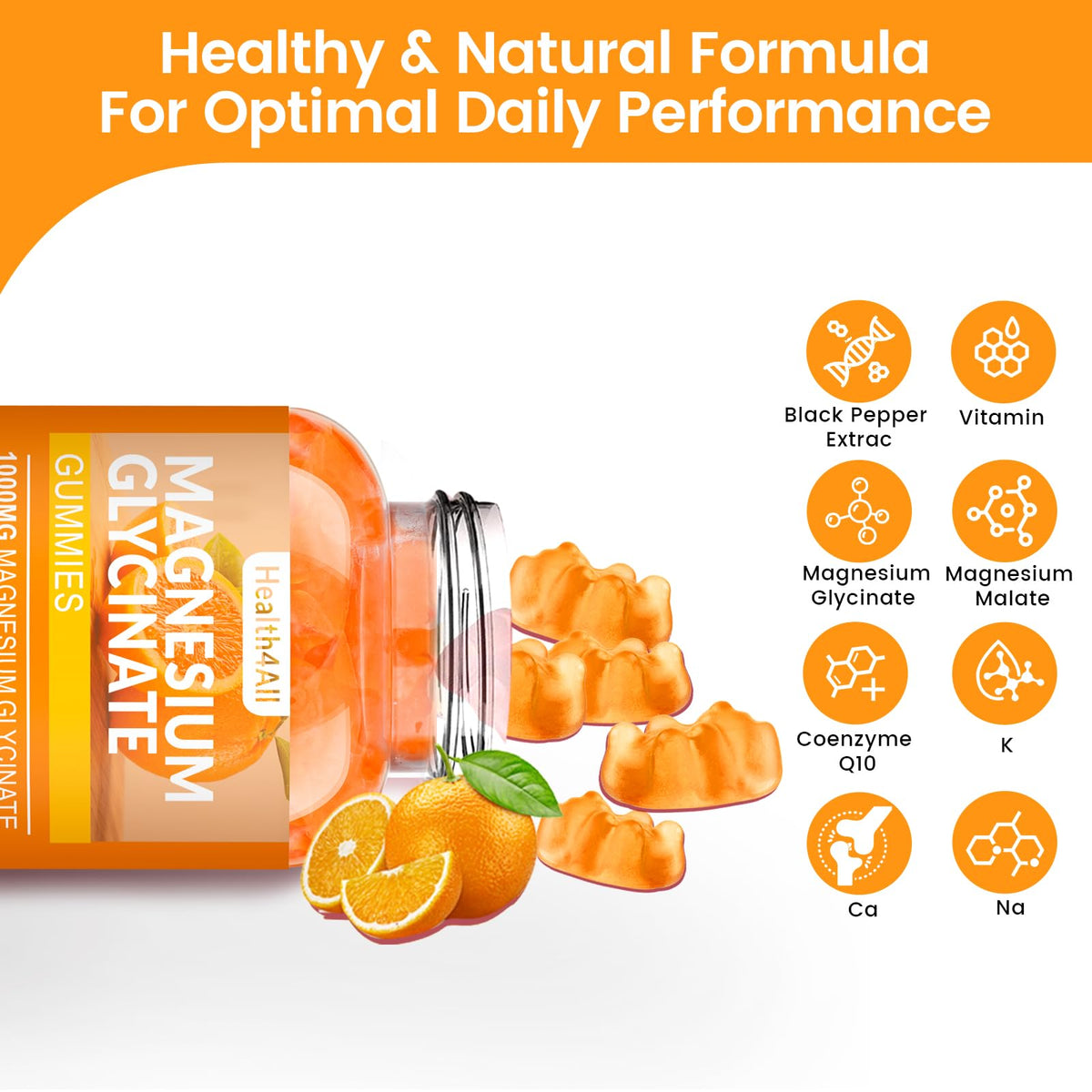 Gummies Magnésium Glycinate 1000mg Health4All orange